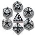 Q-Workshop Polyhedral 7-Die Set: Carved Dragon Dice Set (Black and White)