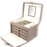 Coffret &agrave; Bijoux Cuir "Bella Dona" Gris Taupe