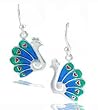 Tomas Sterling Silver Colorful Peacock Dangle Earrings Anti-tarnish - 1.25" Drop