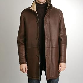 BGSD Mens Sheepskin Shearling Long Coat