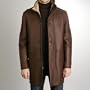 BGSD Men's Sheepskin Shearling Long Coat - Brown Small