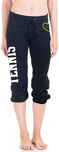 Juniors Tennis Capri Pants With Heart Icon (Large, Black)