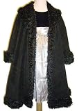 Boutique Tea Length Black Fleece and Fur Swing Coat Size 2T - (Child)
