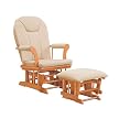 Kendall Sleigh Style Glider Rocker and Ottoman Value Set- Honey Finish with Beige Micro Fiber