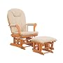 Kendall Sleigh Style Glider Rocker and Ottoman Value Set- Honey Finish with Beige Micro Fiber