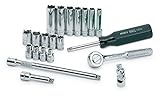SK 89009 21 Piece 1/4-Inch Drive 6 Point 4-Millimeter to 12-Millimeter Standard and Deep Socket Set 