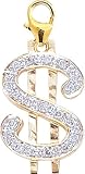 14k Gold Diamond Dollar Sign Charm (1/10 cttw)