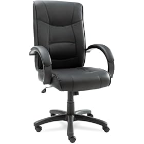 Alera SR41LS10B Strada Series High-Back Swivel Tilt Chair with Black Leather Upholstery