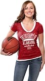Alabama Crimson Tide Women's Cardinal Side Stripe Jersey Burnout V-neck T-Shirt