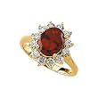 14K Yellow Gold 5/8 ct. Diamond and 9 x 7 MM Oval Shaped Ruby (Created) Ring
