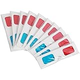 10 Pairs of Red/Cyan Cardboard 3D Glasses - Folded in Protective Sleeve