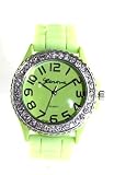 HOT Geneva Mint Green Ceramic Look Silicone Fashion Watch with Crystal Accents ~ As Seen on The Blind Side Movie