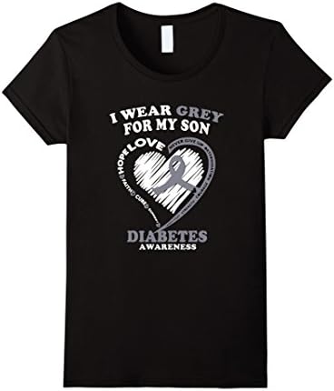 Women's Diabetes awareness I wear grey for my son Shirt XL Black