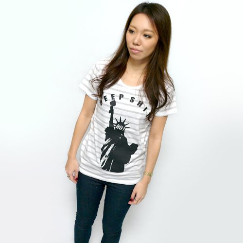Deep Shit ガールズ ボーダーTシャツ - tgw007bgt -G-（ パンク ロック グラフィック メッセージTシャツ ）