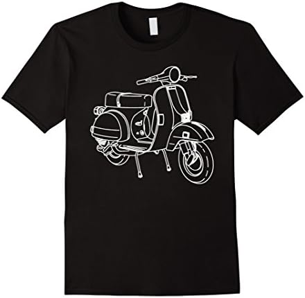 Men's Classic Vespa Scooter Outline Line Art Retro 60s T-Shirt Medium Black