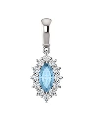 18K White Gold 8.00x4.00mm Marquise Cut Sky Blue Topaz and Diamond Pendant -- LIFETIME WARRANTY