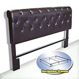 Espresso Brown Tufted Bicast Eastern King Size Headboard with Steel Metal F ....