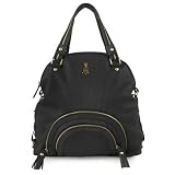 Christian Audigier Natural Charms Rose Grande Satchel Bag - Black