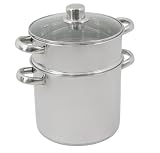 Crealys - 502471 - Couscoussier - Inox - 6 L + Couvercle Verre - Diamètre: 20 cm