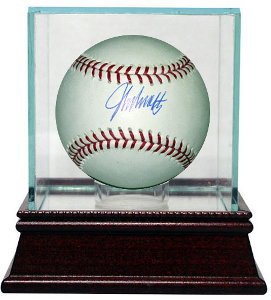 John Smoltz signed Official Major League Baseball w Glass CaseB00561M5GU