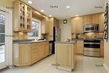 'Kitchen With Oak Cabinetry' Wall Decal - Removable Graphic