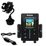 Philips GoGear HDD1630/17 Car Cup Holder with Car Charger - Uses Gomadic TipExchange