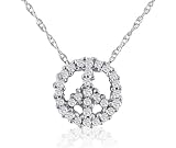 10k White Gold Diamond Peace Sign Pendant (1/10 cttw, K-L Color, I3 Clarity), 18