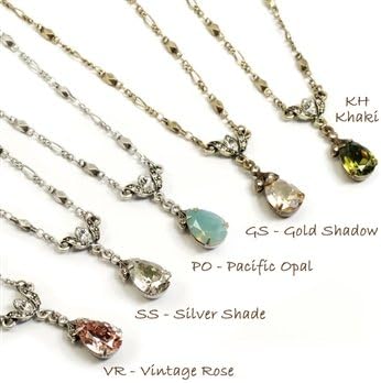 Sweet Romance, Ollipop, Designer Clear Silver Shade Crystal Pear Necklace