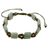 Strength Bracelet with Green Jadeite Jade and Gold Cord