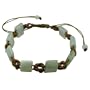 Strength Bracelet with Green Jadeite Jade and Gold Cord