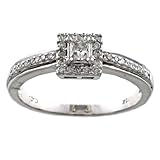 White Gold 1/2ct Pave Princess Cut Diamond Engagement Ring (G-H, I1-I2)