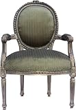 Barock Salon Stuhl Grün Streifen / Antik Gold Mod2
