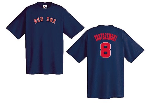 Carl Yastrzemski Boston Red Sox MLB Throwback 2 Sided Short Sleeve Tee Shirt By Majestic (XXL=52)