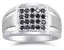 1/2 Carat Black Diamond Men's Ring in White Gold