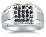 1/2 Carat Black Diamond Men's Ring in White Gold
