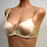 Art-Beau Beige Satin Soft Fit Mold Cup Bra #5812 36AA