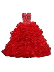  Sweetheart Beaded Lace-Up Sequined Belted Crystals Crystal  Organza/Satin  Ball Gown Quinceanera Dress  With Ruffles