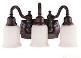 Murray Feiss VS8003-ORB Three-Light Canterbury Collection Vanity Strip, Oil Rubbed Bronze with Opal White Etched Glass Shades