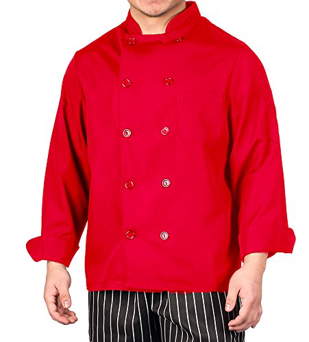 Red Lightweight Long Sleeve Chef Coat - XL