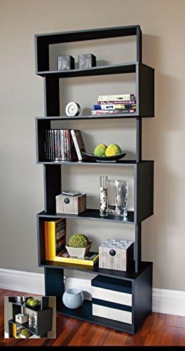 Inskeppa Black 6 Tier Book Case and Shelving Unit