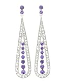 Image of BuyDelightful Vintage Silver dangle Earrings w/Amethyst & White CZsWatch
