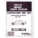 1992 1993 1994 STEALTH COLT VISTA SUMMIT Parts Book by Dodge