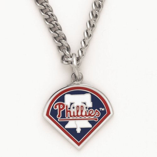 Philadelphia Phillies Silver Tone Chain Necklace with Phillies Team Logo Pendant