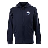 Antigua Men's NHL Edmonton Oilers Signature Hood Long Sleeve Full-Zip Fleece, Navy, Large