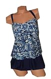 Delta Burke Swimwear Artistic Shades of Denim PLUS SIZE 2-Piece Skirtini Style Swimsuit
