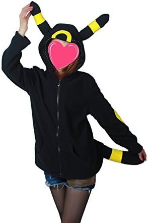 Mwfshop Unisex Cosplay Costumes Plush Animal Hoodie Suits Jacket Eevee Black M