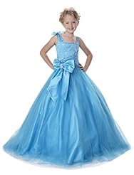 Girls  Lace Glittering Sequined Crystals Crystal  Organza Floor Length  Ball Gown Flower-Girl Dress/Pageant Dress  With a Bow(s)