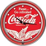 IMAGE OF New Trademark Wings Coca Cola Neon Clock Two Neon Rings Battery Operated Quartz Clock Mechanism