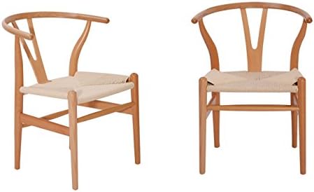 MCM Hans Wegner Wishbone Y-Style Side Chair, Solid Natural Beech, Set of 2