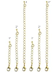Necklace Bracelet Extender - 2 Sets - 1", 2" and 4" - 6 Pcs Total ~ Gold Tone (FB211)